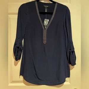 NWT White House Black Market Navy Top -Size 2